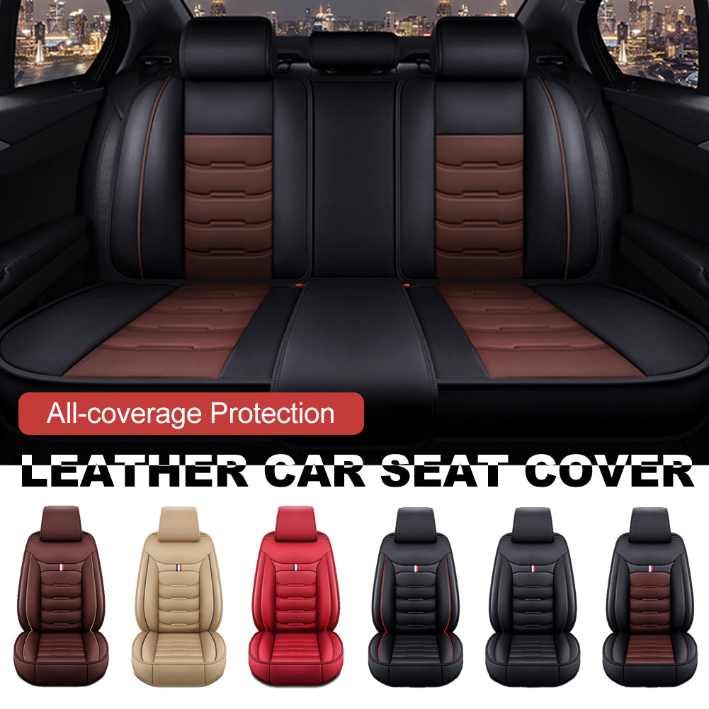 Univers Car Full Seat Cover PU Leather Car Seat Protector Design Airbag Front&Rear Split Bench Compatible Cover Fit Most Car SUV