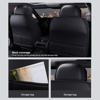 Univers Car Full Seat Cover PU Leather Car Seat Protector Design Airbag Front&Rear Split Bench Compatible Cover Fit Most Car SUV