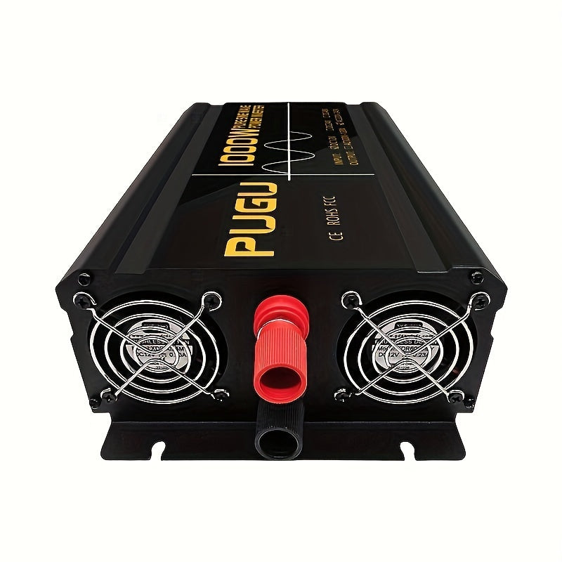 1pc 1000W Pure Sine Wave Inverter - Dual Polarity, DC 12V-230V AC Power Converter with LCD Display, USB Port & Wireless Remote Control, Aluminum Alloy Case, Soft Start Feature, European Standard, Dual Sockets, Machine Protect