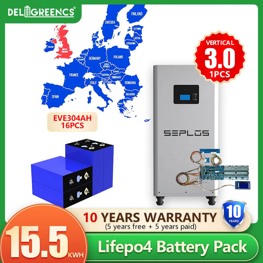 Poland 3.0 Lifepo4 Battery Seplos Battery Kits 48V 280AH 304AH Power Bank 2A Active Balancer  Rechargeable Batteries Solar