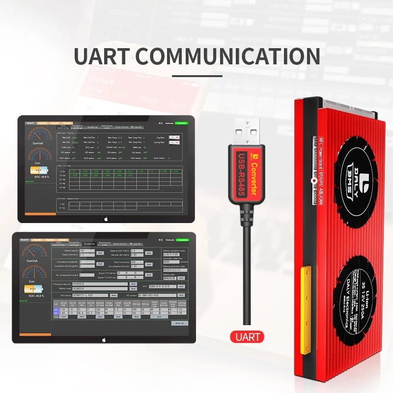 Lifepo4 BMS Poland Stock DALY 4S 12V BMS Smart Lifepo4 Battery 200A 250A With Balance Bluetooth Uart For Solar