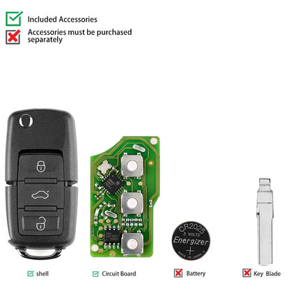 Xhorse XKB501EN Universal Wire Remote Key B5 Type With 3 Buttons Work with VVDI Key Tool 5Pcs/Lot