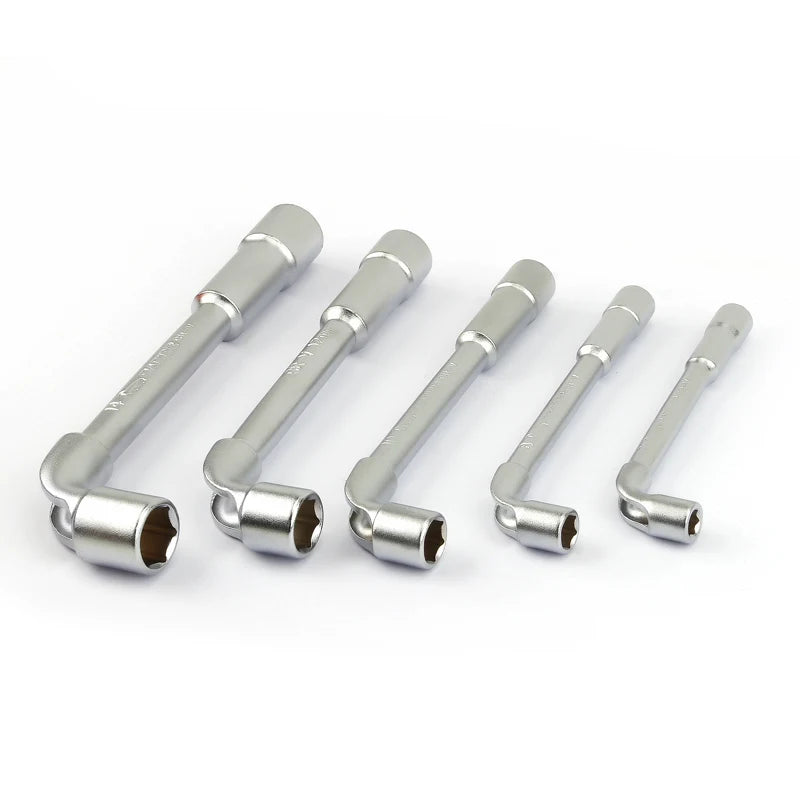 5Pcs Crv Frosted Surface Pipe Wrench L Type 7-Shaped Perforation Elbow Double Head Hexagon Socket Wrench Set 6 8 10 12 14mm