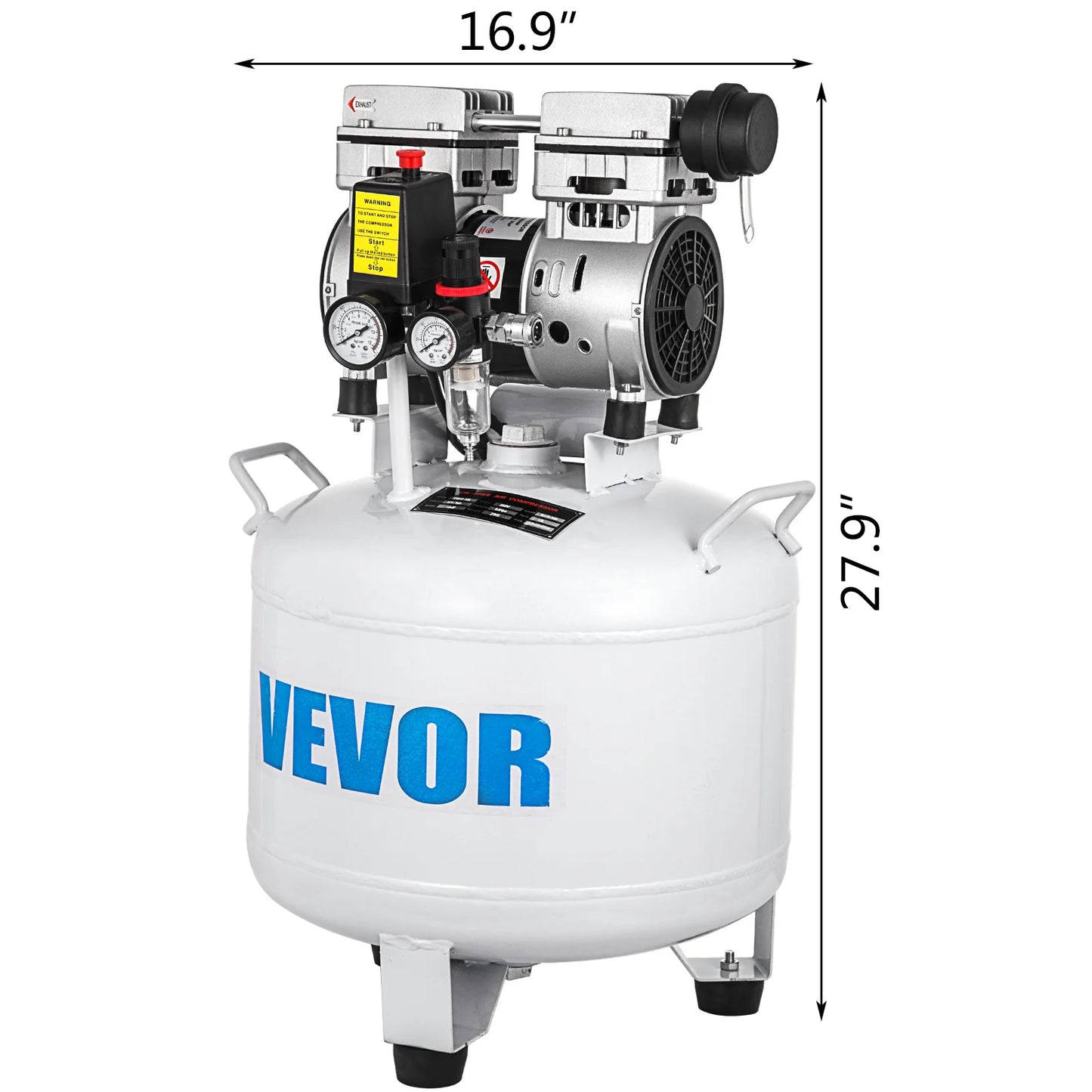 VEVOR 30L 40L Air Compressor 6.6/8.8 Gallon Ultra Quiet Oil-free Air Compressor 850W For Garage Workshop Clinic Home Repair