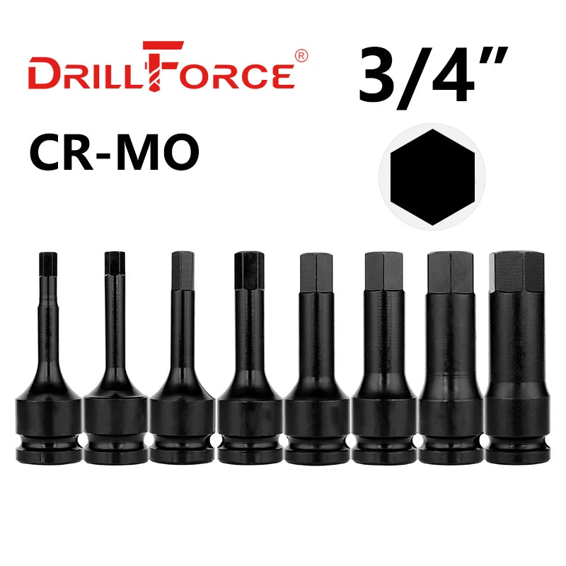 Drillforce 1/4" Drive Impact Torx Socket Bit Wrench Pneumatic Adapter Home Car Auto Repair Tools T20/T25/T30/T40/T45/T50/T55/T60