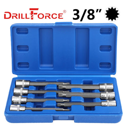 Drillforce 1/2" Drive Torx Socket Bit S2 Adaptor Cheie Cheie Instrumente de reparare T20/T25/T27/T30/T35/T40/T45/T50/T52/T55/T60/T70