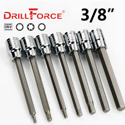 Drillforce 1/2" Drive Torx Socket Bit S2 Adaptor Cheie Cheie Instrumente de reparare T20/T25/T27/T30/T35/T40/T45/T50/T52/T55/T60/T70