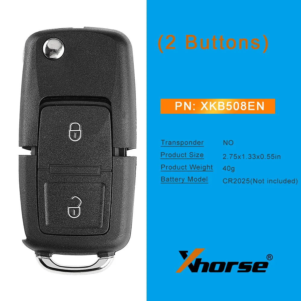 5Piece XHORSE XKB508EN B5 Style 2 Buttons Wire Universal Remote Key for VVDI VVDI2 Porgrammer English Version