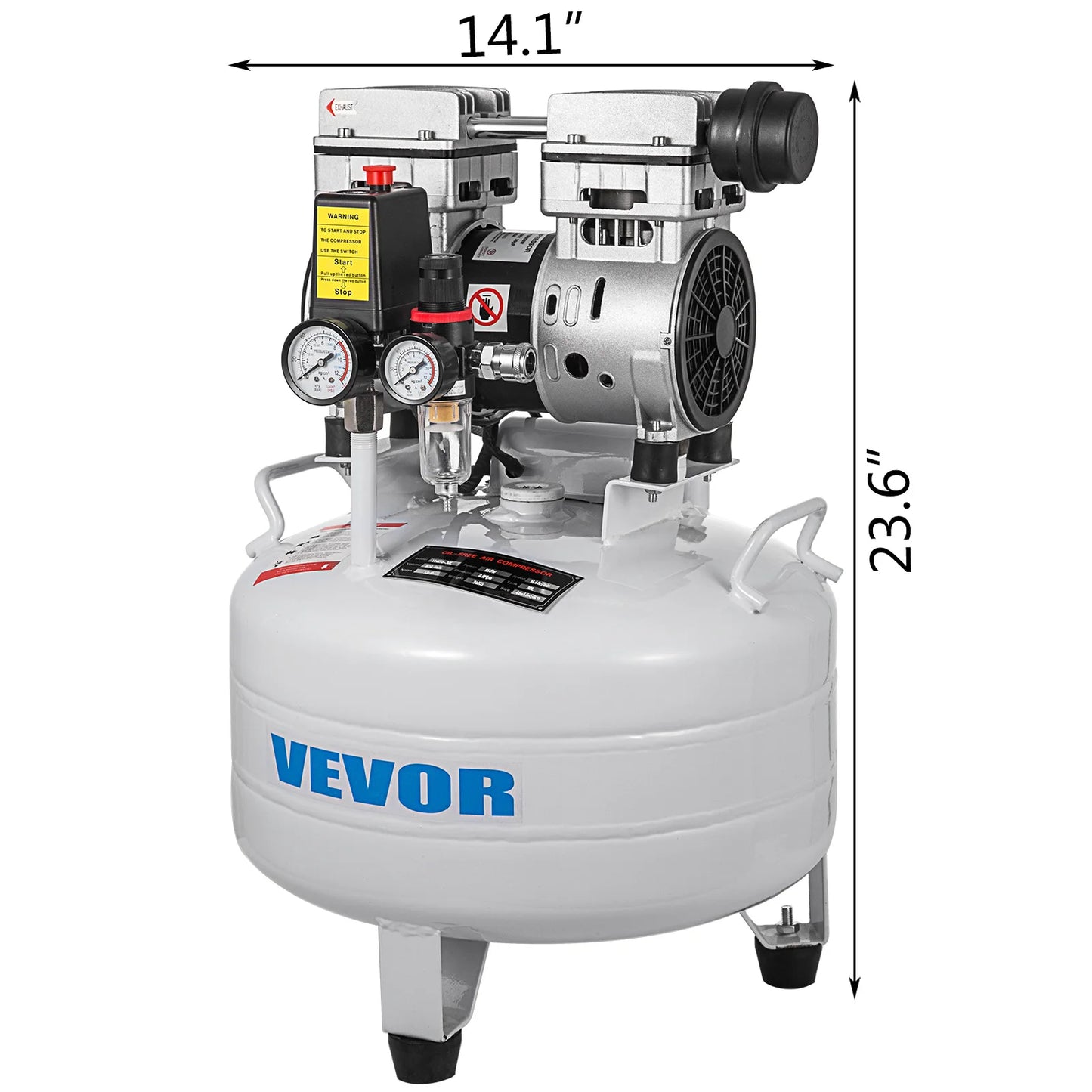 Compresor de aer VEVOR 30L 40L 6,6/8,8 galoane Compresor de aer ultra silențios fără ulei 850W pentru garaj atelier clinică reparații acasă