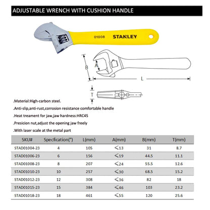 Stanley american brand nut adjustable wrench universal mini small big spanner wrench adjustable head jaw repair tool wrench car