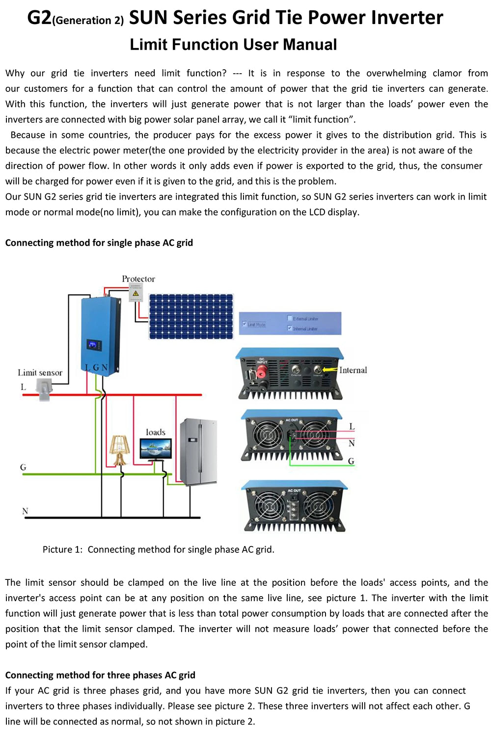 Onduleur solaire MPPT 2KW avec limiteur 45-90VDC à AC 220-240V Fonctionne pour panneau solaire ou batterie