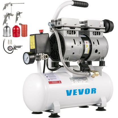 VEVOR 9L/30L Silent Air Compressor With Spray Gun Air Blow Gun Oil Free Air Compressor Pump For Homeuse Repair Tire Inflation