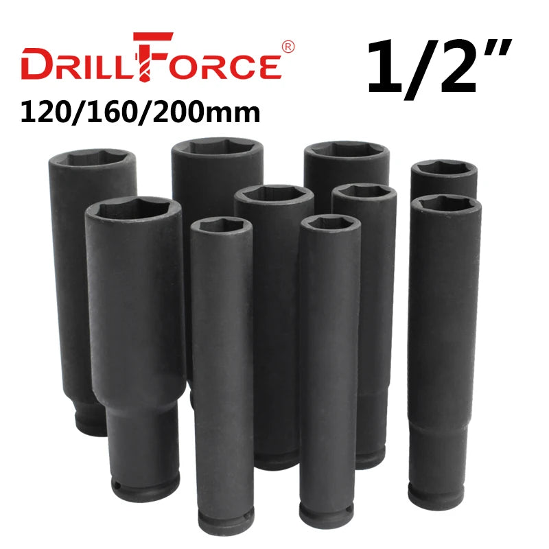 Clé à douille pneumatique à impact Drillforce 17-50 mm, tête Torx 12 points, adaptateur 3/4", clé à pneu pour voiture, camion, outil de réparation