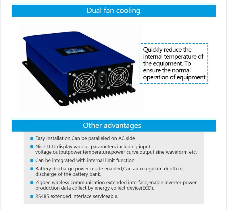 2000W Wind Power Grid Tie Inverter with Limiter/Wifi Dump Load Resistor for 3 Phase AC Wind Turbines Generator