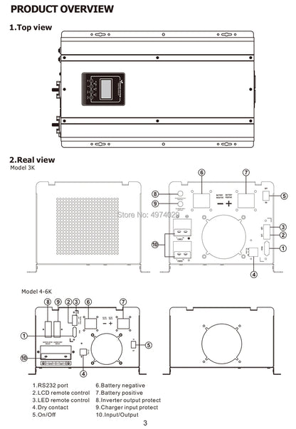 Onduleur toroïdal 6KW 3KW 2KW Sortie d'onde sinusoïdale pure du transformateur toroïdal hors réseau DC 24V48V à AC230V