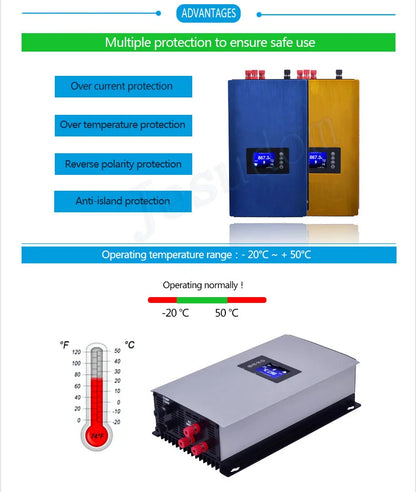 2000W Wind Power Grid Tie Inverter with Limiter/Wifi Dump Load Resistor for 3 Phase AC Wind Turbines Generator