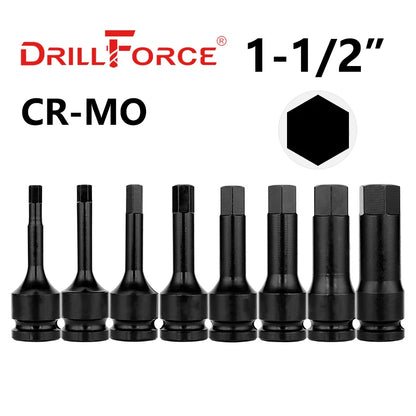 Drillforce 1/4" Drive Impact Torx Socket Bit Wrench Pneumatic Adapter Home Car Auto Repair Tools T20/T25/T30/T40/T45/T50/T55/T60