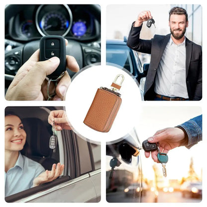 Car Key Case Signal Blocker Case Faraday Box Anti-Hacking Anti-Theft Key Fob RFID Signal Blocking Bag Leather Pouch Case Blocker