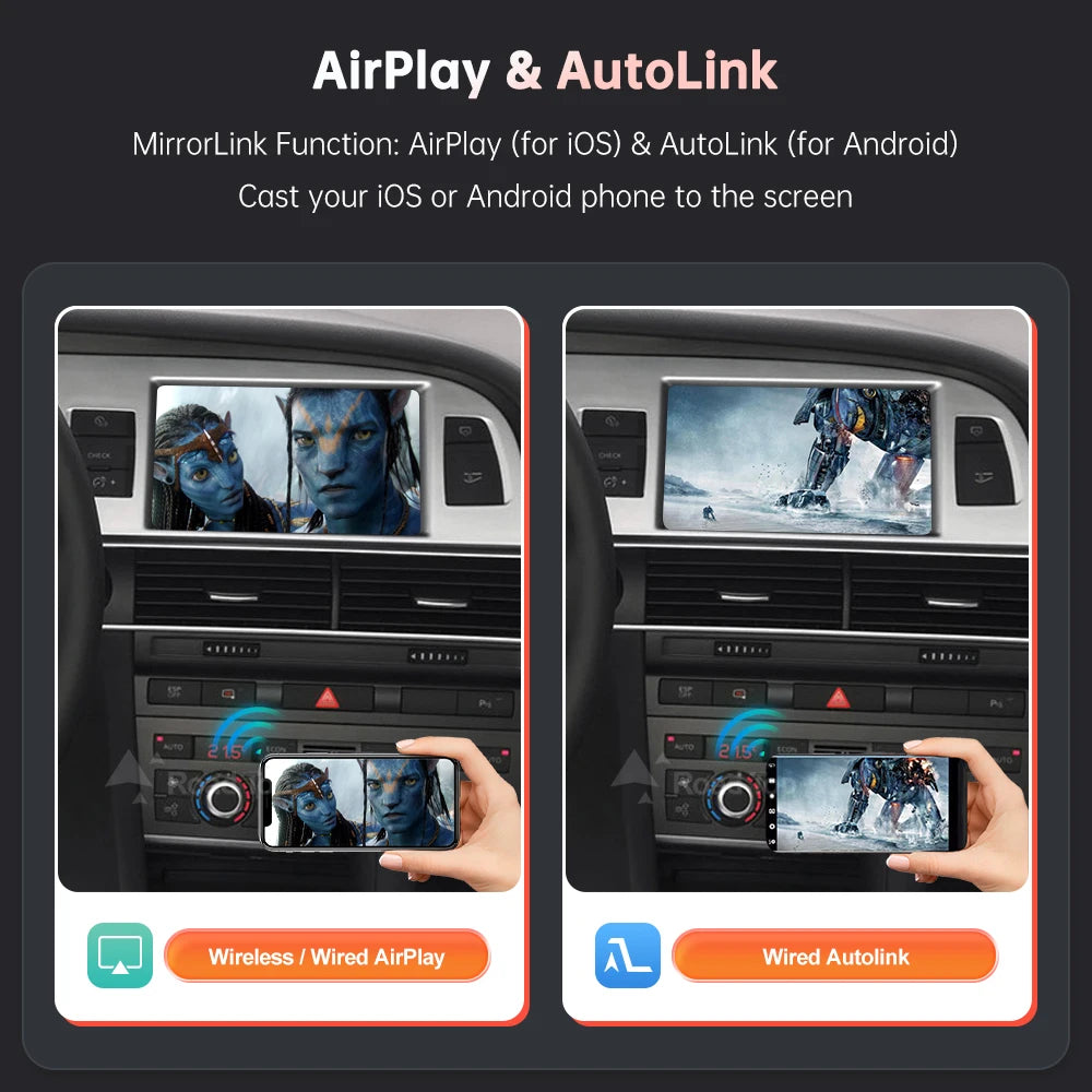 Road Top Wireless CarPlay Android Auto decorder for Audi A6 A7 2010-2011,with Mirror Link AirPlay Car Play Functions