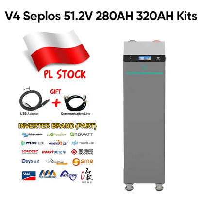 Poland Stock V4 Seplos Lifepo4 Battery Kits With 10A Active Balancer 51.2V 280AH 304AH 314AH Home Solar Free Shipping EU