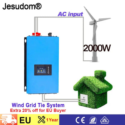 2000W Wind Power Grid Tie Inverter with Limiter/Wifi Dump Load Resistor for 3 Phase AC Wind Turbines Generator