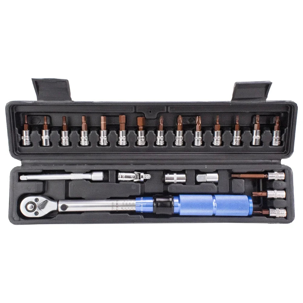 Set de chei dinamometrice profesionale de 5-25 N.m Micrometru 1/4'' Instrument de mână cu cheie de antrenare cu adaptor 3/8 - Ideal pentru reparații de mașini și biciclete