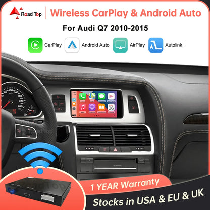 Road Top Wireless CarPlay Android Auto Interface For Audi Q7 2010-2015 with AirPlay Mirror Link Car Play Functions