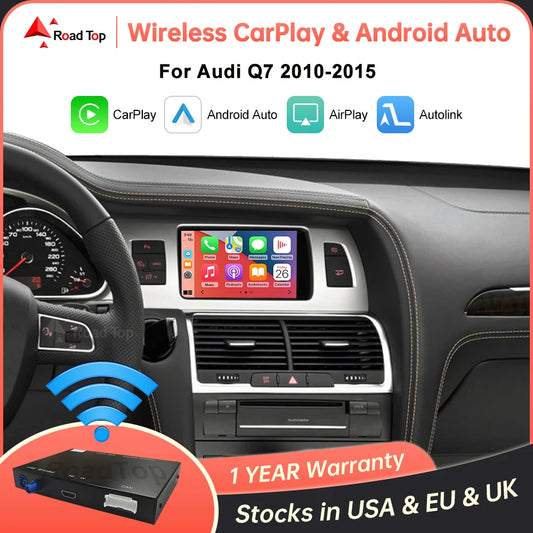 Road Top Wireless CarPlay Android Auto Interface For Audi Q7 2010-2015 with AirPlay Mirror Link Car Play Functions