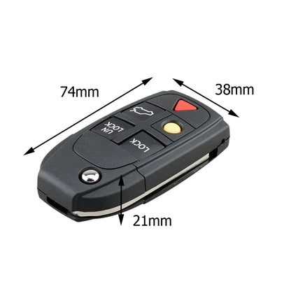 5 Buttons Flip Remote Key Case FOB Replacement Fit for VOLVO S60 2000-2009 / S80 1999-2006 /V70 2000-2007 XC90 2002-2013 Car Key