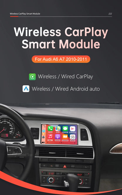 Road Top Wireless CarPlay Android Auto decorder for Audi A6 A7 2010-2011,with Mirror Link AirPlay Car Play Functions