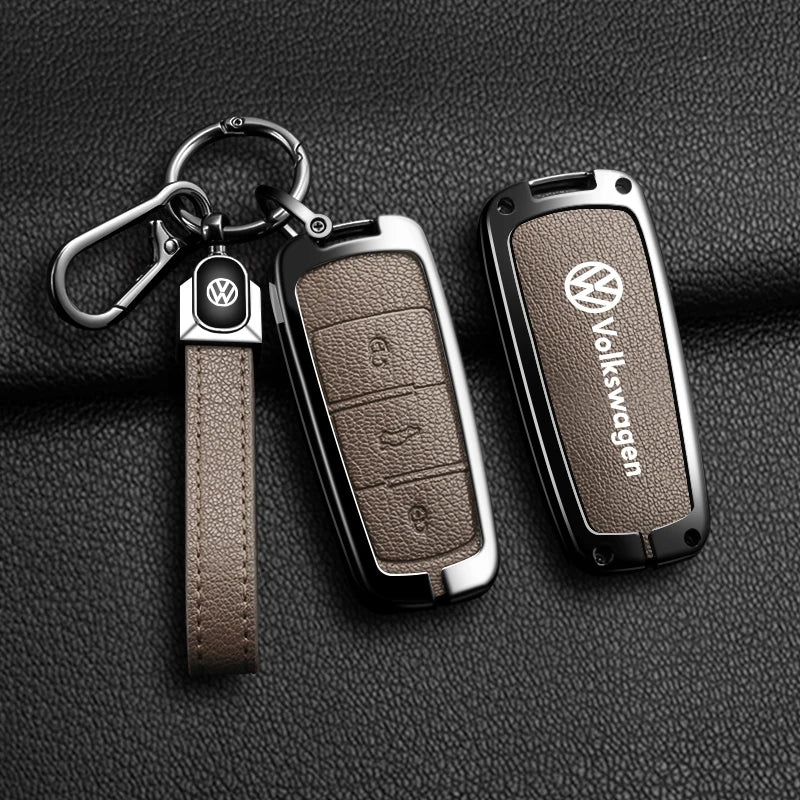 Leather Car Zinc Alloy  Key Case Cover Remote Shell For Volkswagen VW Passat  3C CC B6 B7 B7L R36 Maogotan B5 Keychain Accessory