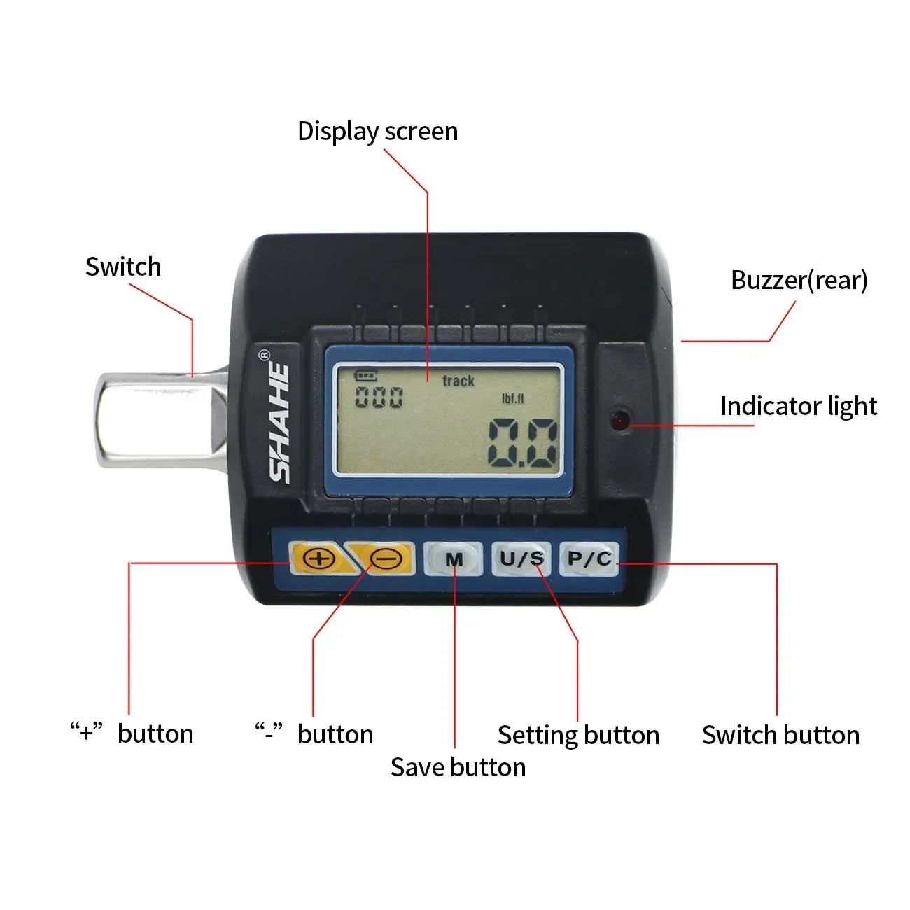 SHAHE Torque Wrench Digital 1/2'' Adjustable Electronic Torque Wrench Bike Set Car Repair Bicycle