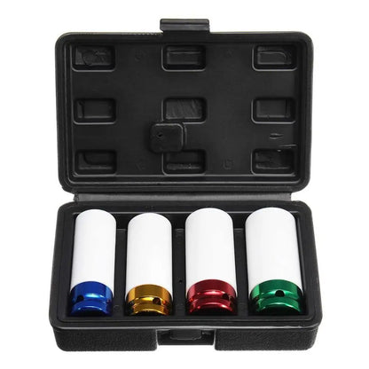 Auto Car 4Pcs/set 17-19-21-22mm 1/2'' Alloy Thin Wall Wheel Nut Deep Impact Socket Drive Set Gift Box For Friend Repair Tool Set