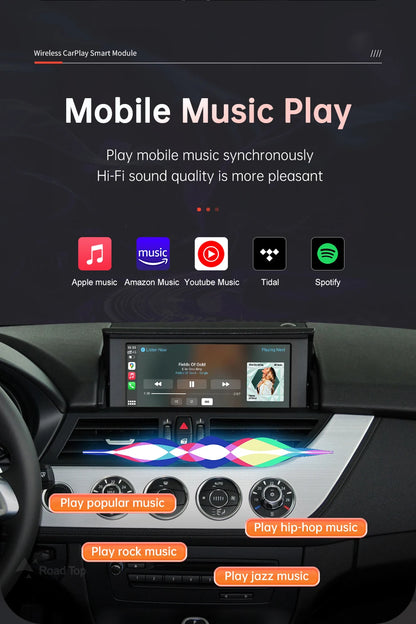 RoadTop Wireless CarPlay Android Auto pentru BMW Z4 E89 2009-2018 CIC EVO System, cu funcții Airplay Mirror Link Car Play