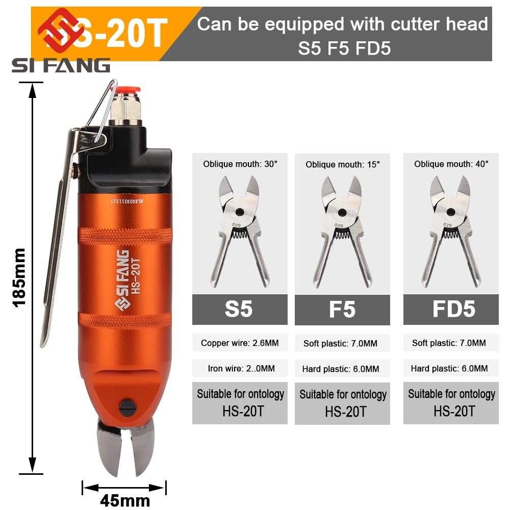 HS-20 Pneumatic Scissors 1370N Shear Cutting Tools Pliers Cutter forfor Cutting the Plastic, Iron, Copper and other Wires