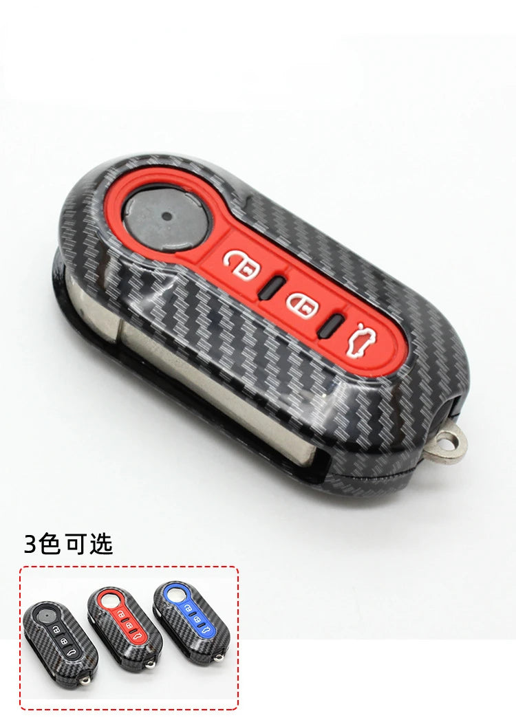 3 Buttons Carbon ABS Car  Folding Key Case Cover for Fiat Ducato 500 500L Panda Grande Punto Lancia Musa Remote Key Shell