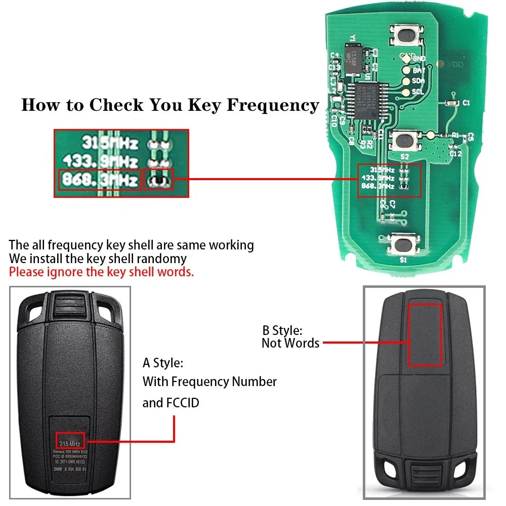 KEYYOU Remote Key 315MHz 433Mhz 868MHz Chip For BMW CAS3 1/3/5/7 Series X5 X6 E60 E61 E70 E71 E87 E90 Z4 KR55WK491