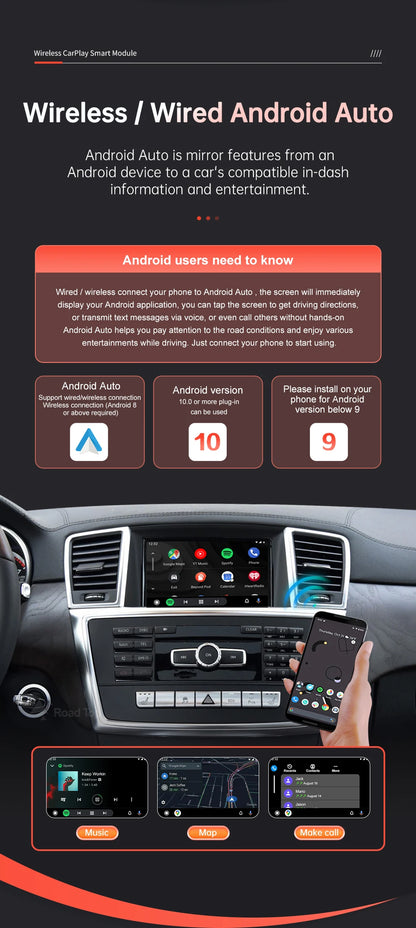 Road Top Wireless CarPlay Android Auto for Mercedes Benz ML GL W166 X166 2012-2015 with Mirror Link AirPlay Car Play Functions