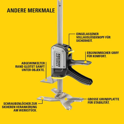 Stanley 150kg Metal Plate Housing Lift Clamp Lifting Clamp Installation Tool FatMax Tradelift Lift Height 7-220mm FMHT83550-1