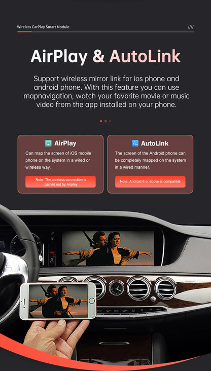 Wireless CarPlay for Mercedes Benz S-Class W222 W217 2014-2018 with Android Auto Mirror Link AirPlay Car Play Functions