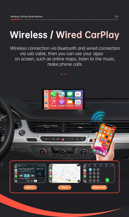 Road Top Wireless CarPlay Android Auto for Audi Q7 2016-2019 with Mirror Link AirPlay Reverse Camera Car Play Functions