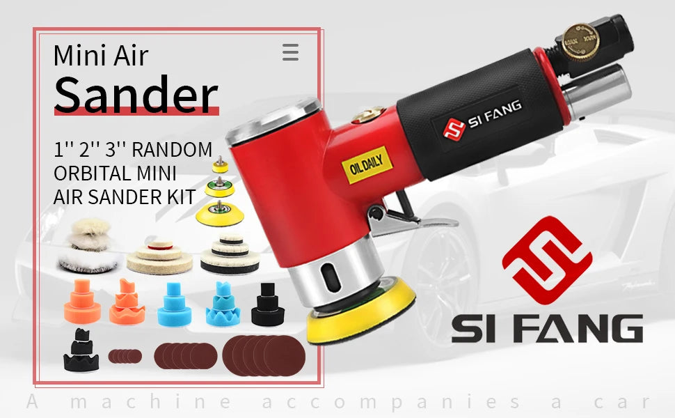 SIFANG Random Orbit Air Sander Mini Pneumatic Grinding Machine for Car Polishing High Speed Air Powered Sanding Polisher