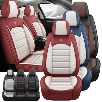 Full Set Car Seat Covers PU Leather Front&Rear Split Bench Protector Four Season Universal Fit Most Car SUV Car Accessories