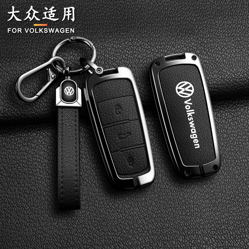 Leather Car Zinc Alloy  Key Case Cover Remote Shell For Volkswagen VW Passat  3C CC B6 B7 B7L R36 Maogotan B5 Keychain Accessory