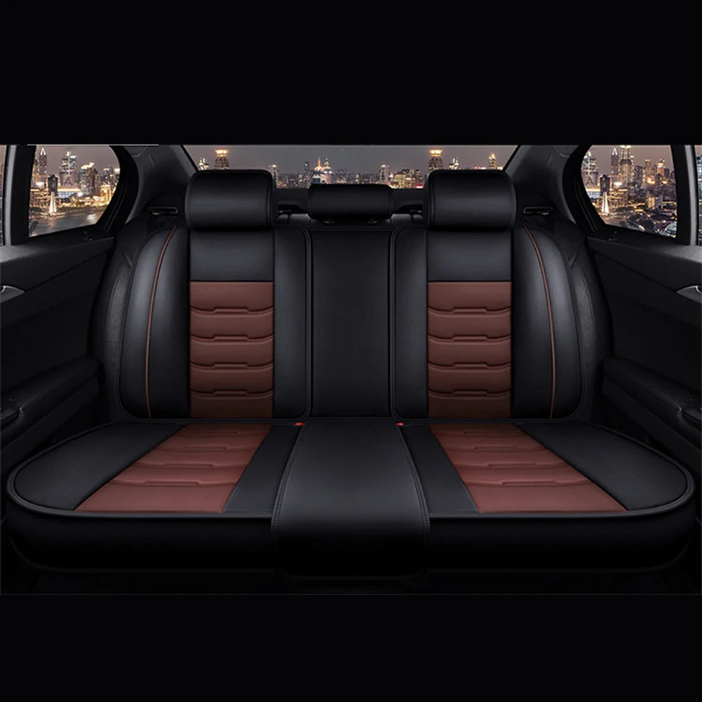 Univers Car Full Seat Cover PU Leather Car Seat Protector Design Airbag Front&Rear Split Bench Compatible Cover Fit Most Car SUV