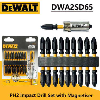 Set de găurit cu impact DEWALT DWA2SD65 cu magnetizator/demagnetizator PH2x65mm Biți de șurub Set de găurit Dewalt PH2 Accesorii pentru scule electrice