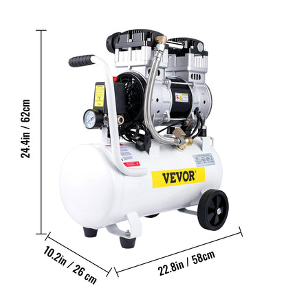 VEVOR 14/18/30/35 L Silent Whisper Compressor 850/1000/1500 W Quiet Oil-Free Compressor 1.1/1.5/2 HP For Workshop Tires Bicycle