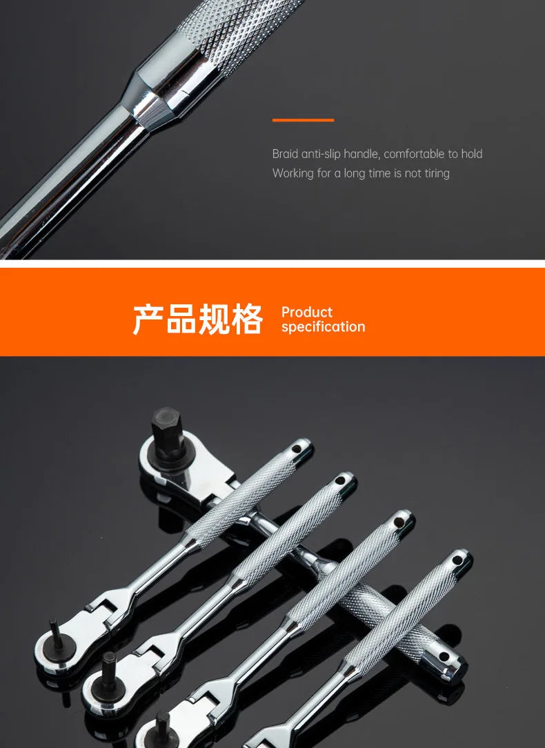 Professional Ratcheting Wrench Set 180° Rotating Head for Quick Two-way Directional Use - Multi-functional Hexagon Wrench