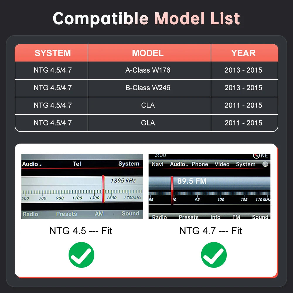 Road Top Wireless CarPlay For Mercedes Benz A B Class W176 W246 CLA GLA 2013-2015, with Android Auto AirPlay Car Play Functions