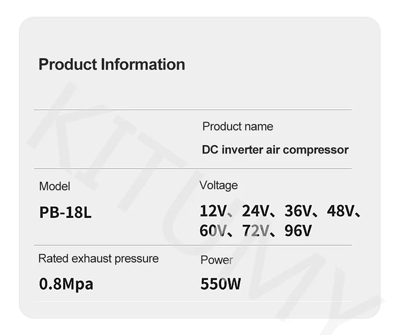 Compresor de aer silențios fără ulei 12V/24V/48V/60V/72V Pompă de aer 18L Pompă de aer industrială mică de înaltă presiune Compresor de aer auto